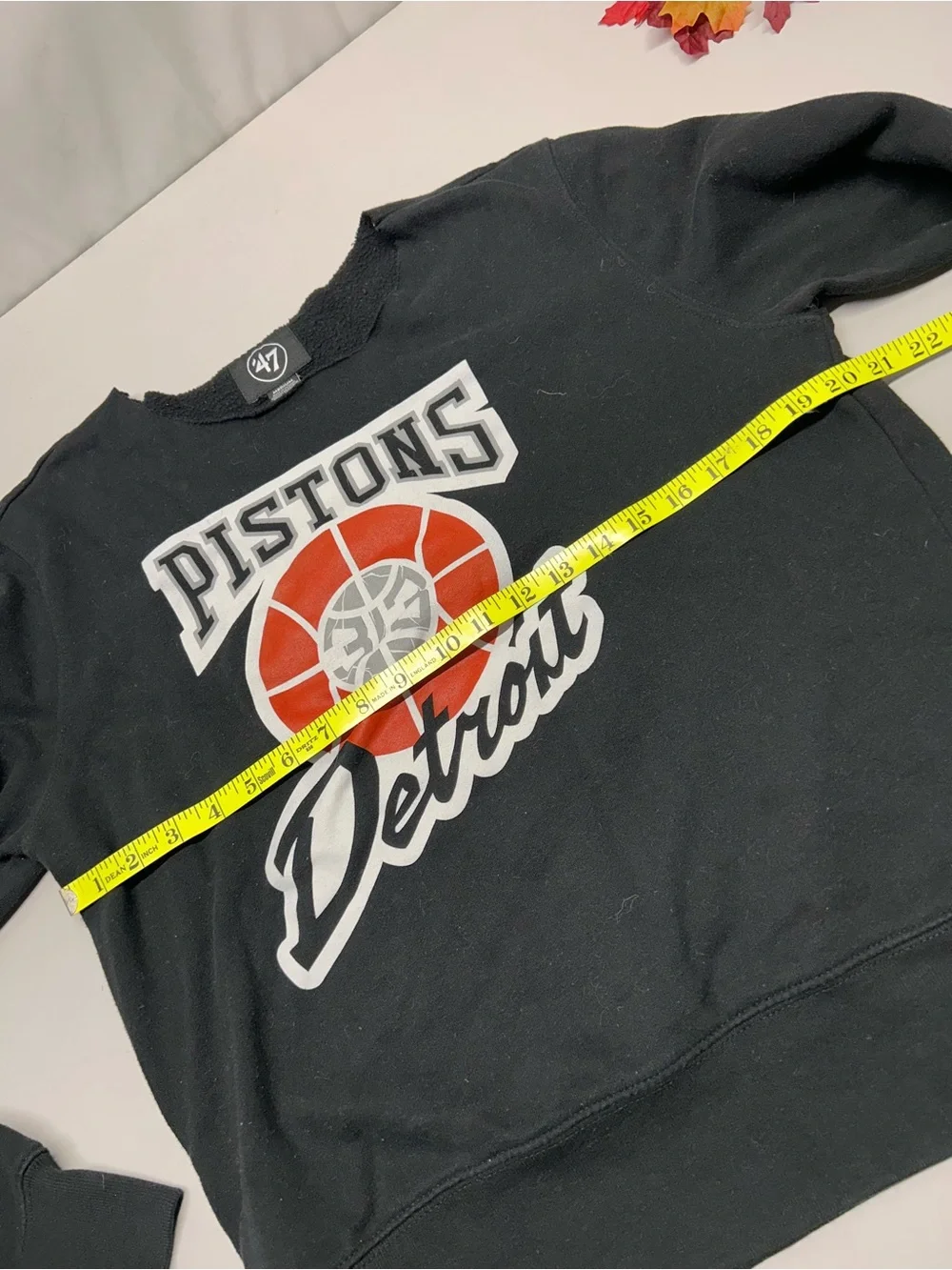 47 Detroit Pistons Black Crewneck with Red & White Logo